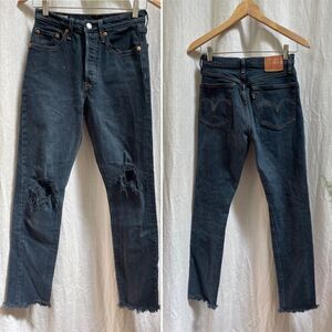 Levi’s 501 High Rise Button Fly Indigo Raw Hem Jean